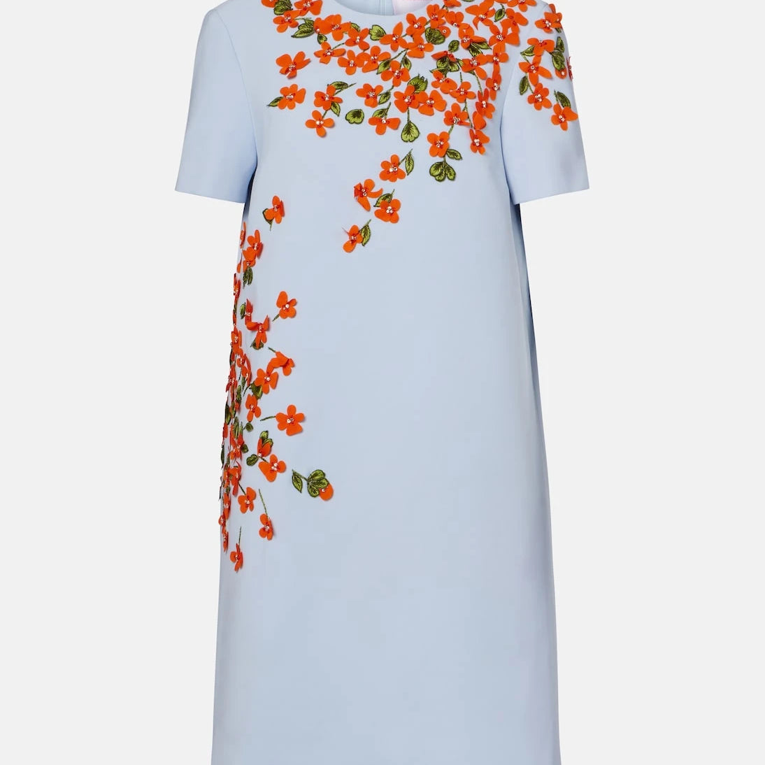 Carolina Herrera - Floral-appliqué crêpe shift dress