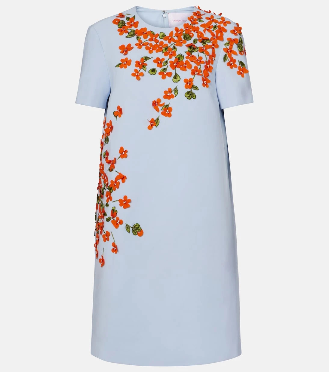 Carolina Herrera - Floral-appliqué crêpe shift dress