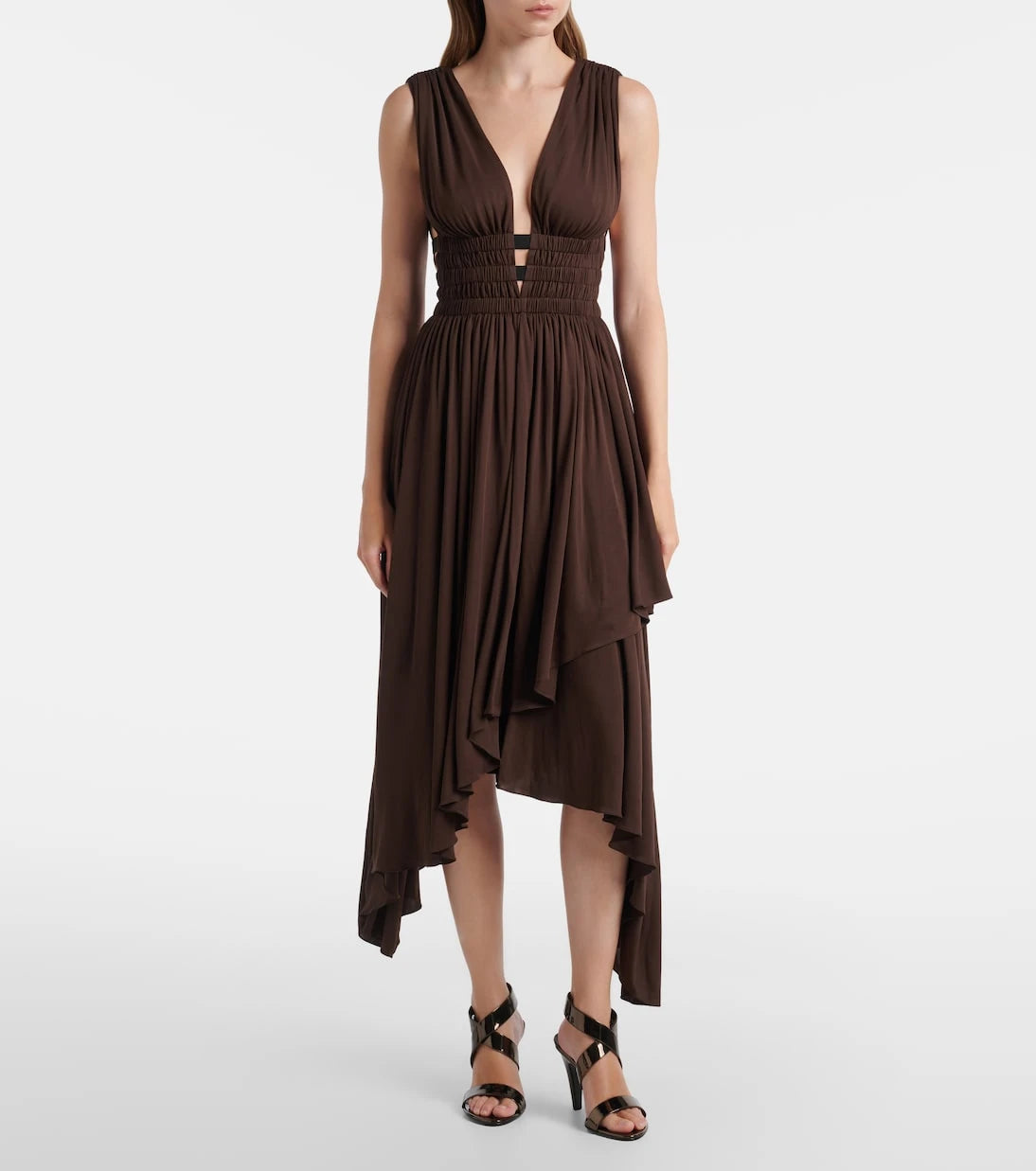 Alaïa - فستان جيرسي ميدي غير متماثل دييس