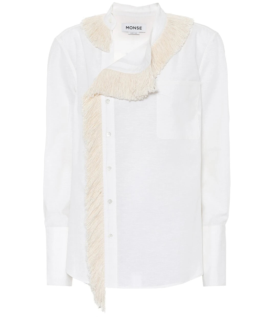 Monse - Fringe-collar cotton and linen shirt