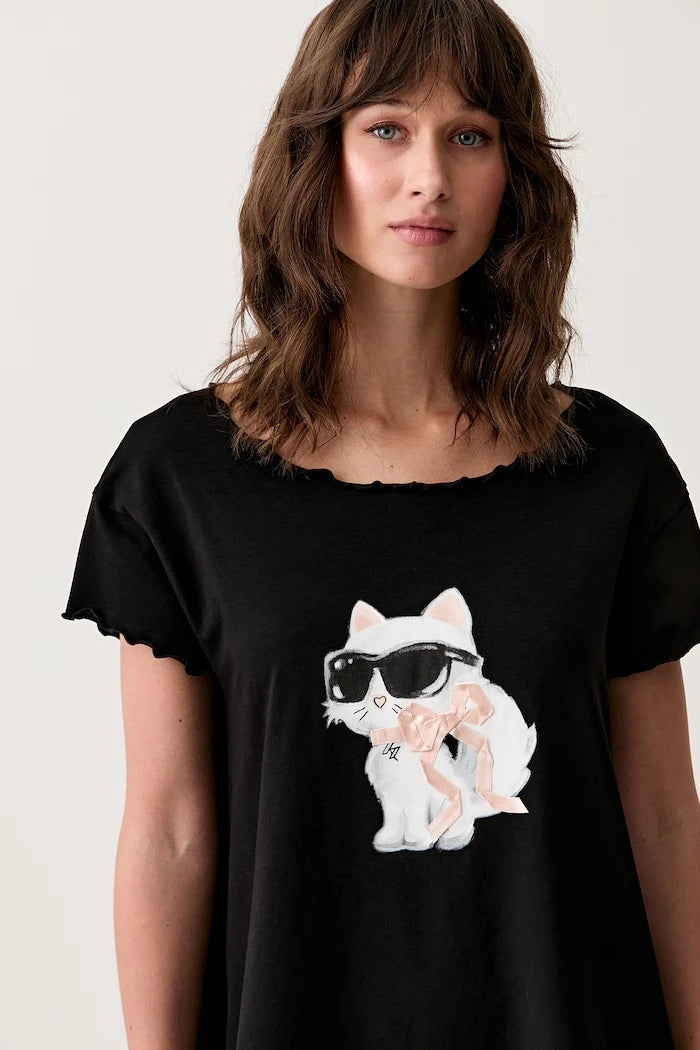 Karl Lagerfeld нощница дамска с памук IKON