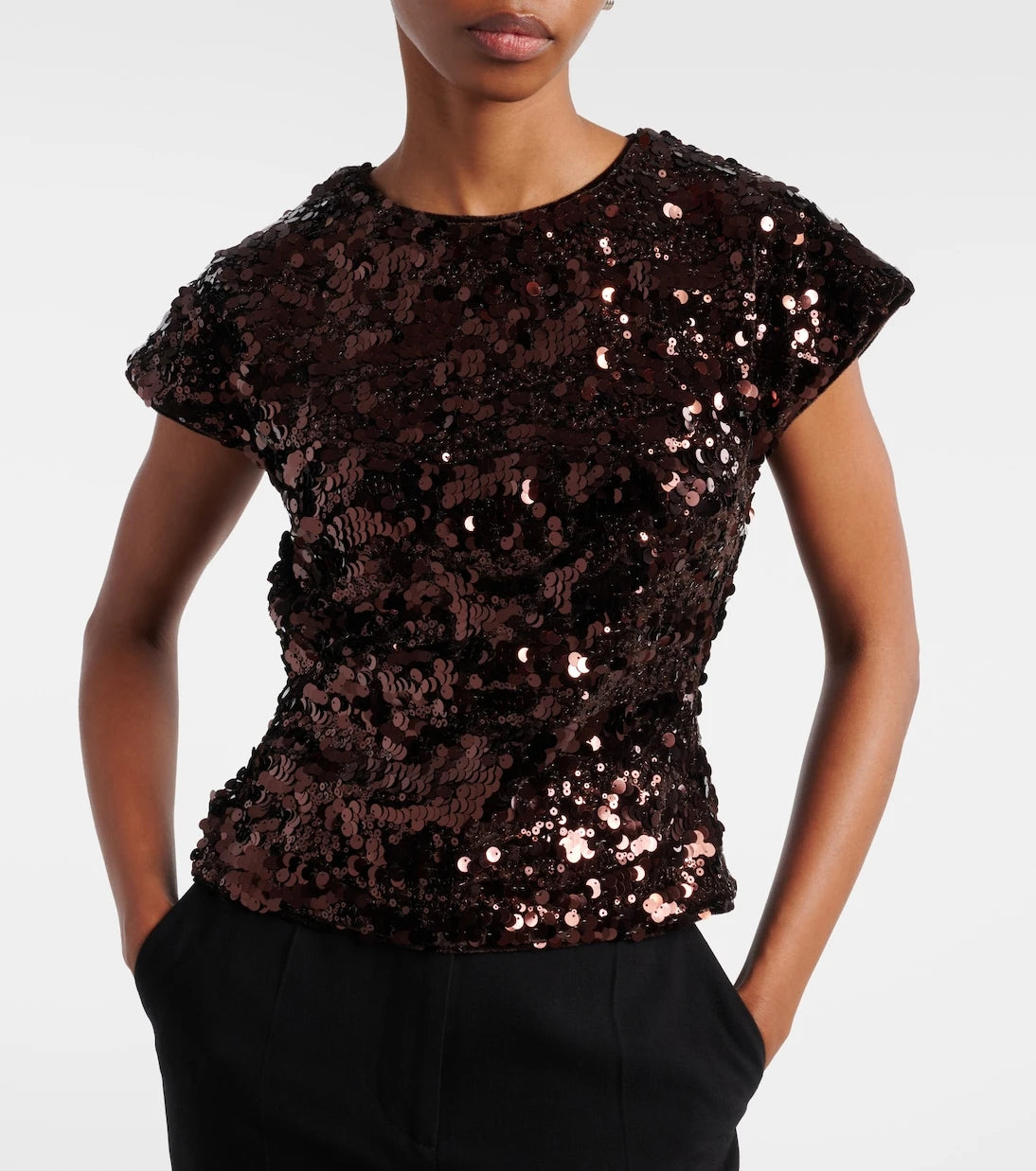 Ganni - Bow-detail sequined open-back top