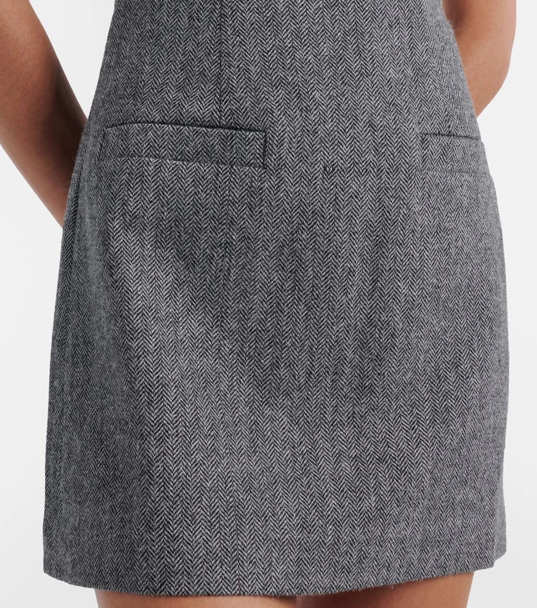 Self-Portrait - Herringbone wool-blend minidress