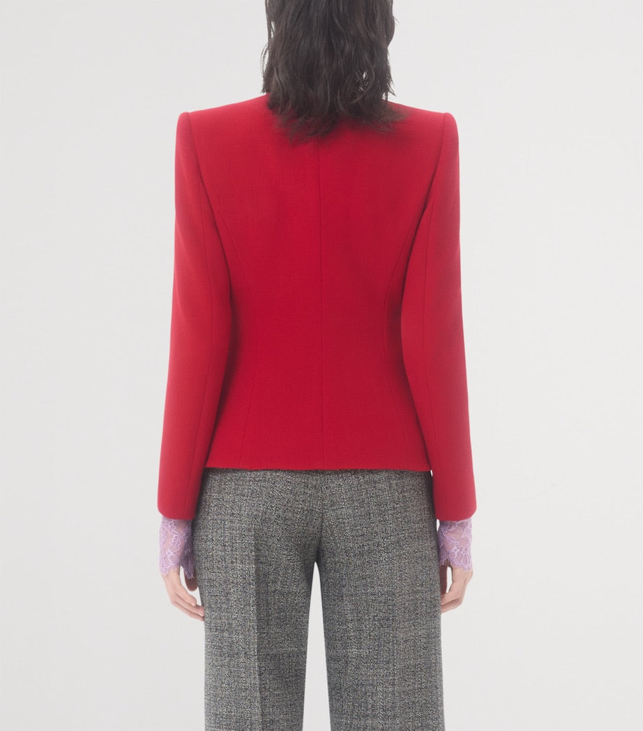 Valentino Red Virgin Wool Bow Blazer
