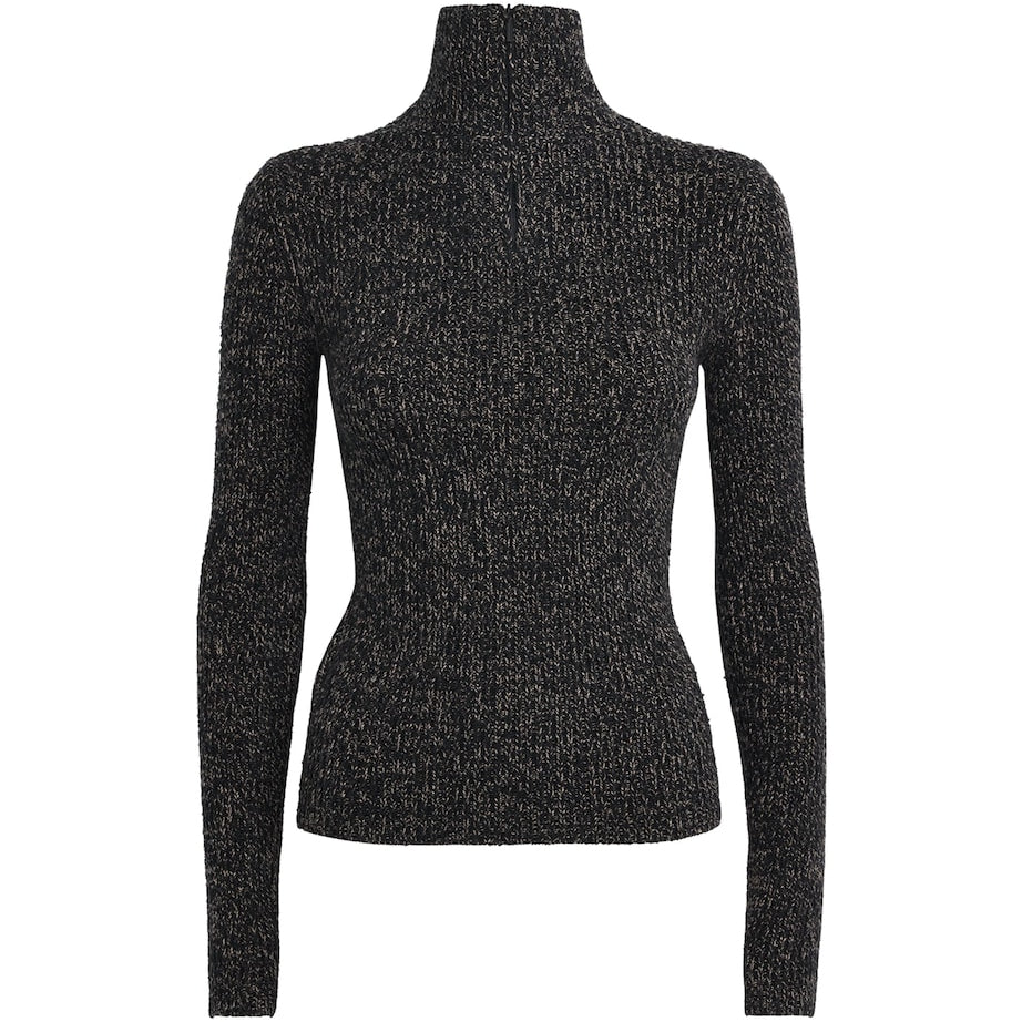 Beige Wool-Blend Rollneck Sweater