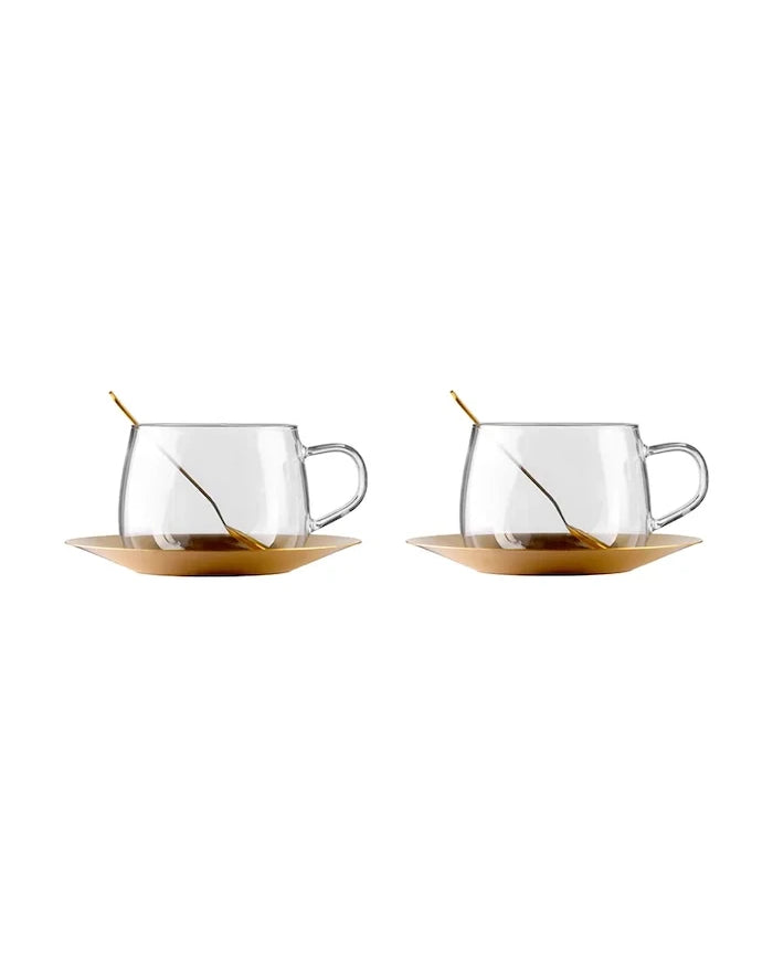 Vialli Design порцеланова чаша с чинийка от боросиликатно стъкло 400 ml