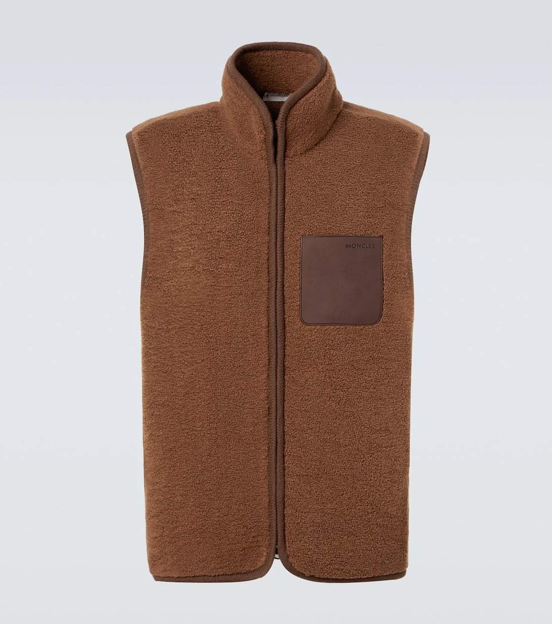 Moncler - Leather-trimmed teddy vest