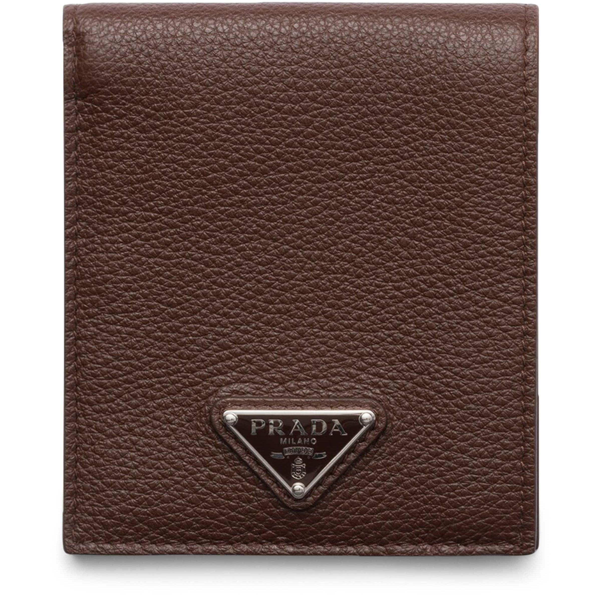 Prada Grained Leather Triangle Wallet