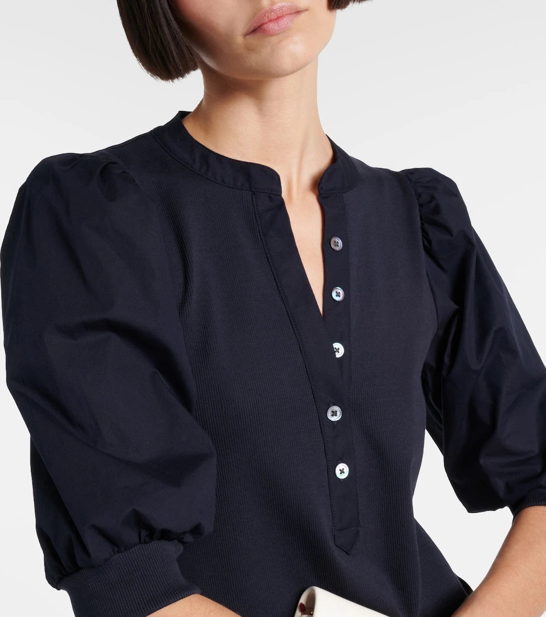 Veronica Beard - Coralee puff-sleeve cotton-blend top