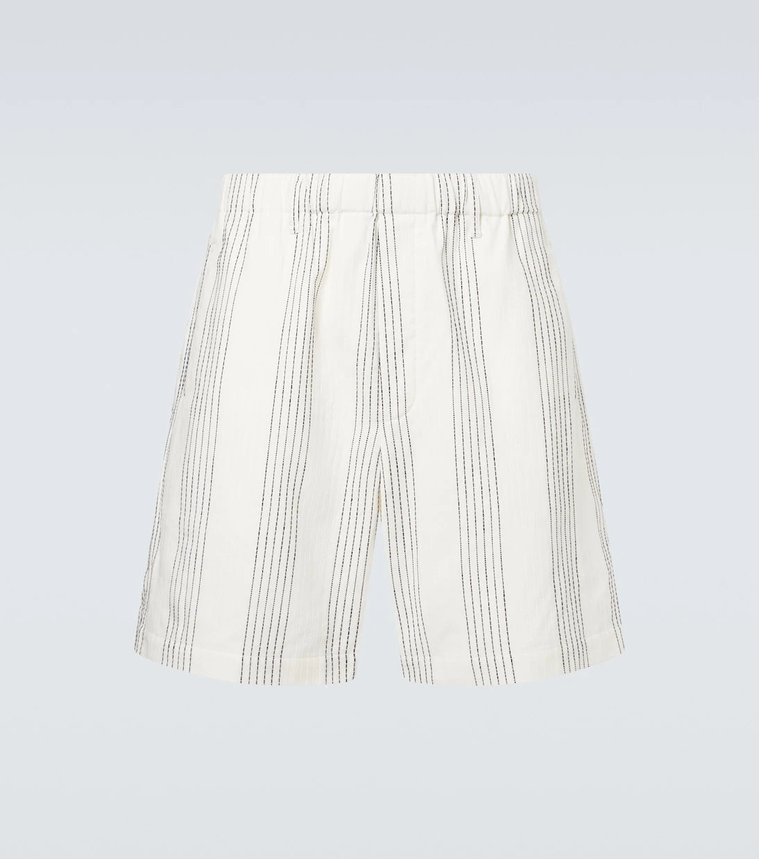Commas - Textured Striped cotton Bermuda shorts