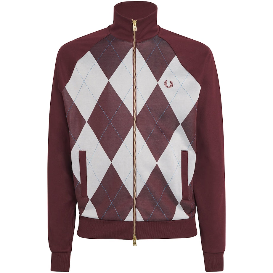 Fred Perry Burgundy Argyle Track Jacket