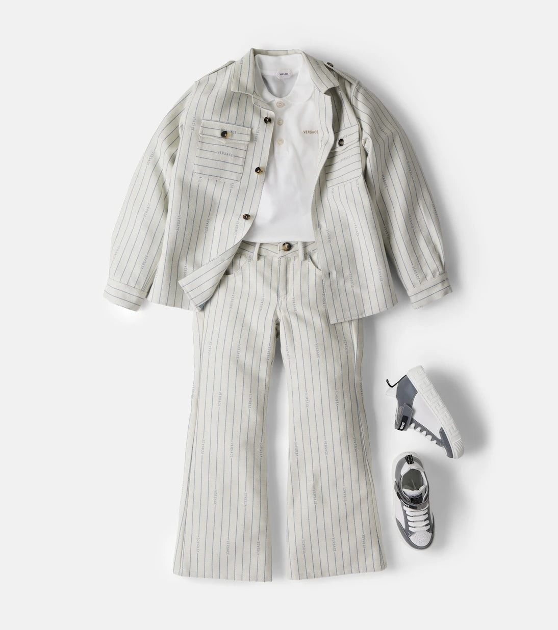 Versace Kids - Logo striped cotton jacket