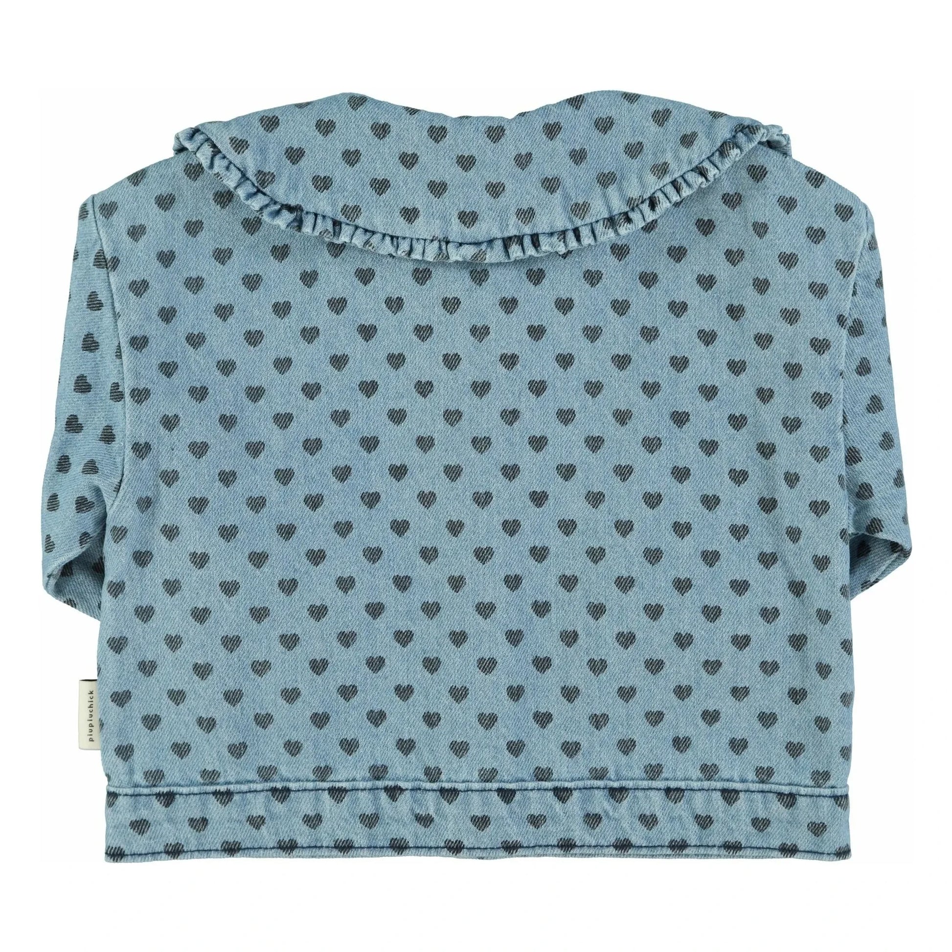 Piupiuchick - Jean jacket with Claudine hearts collar | Light Blue