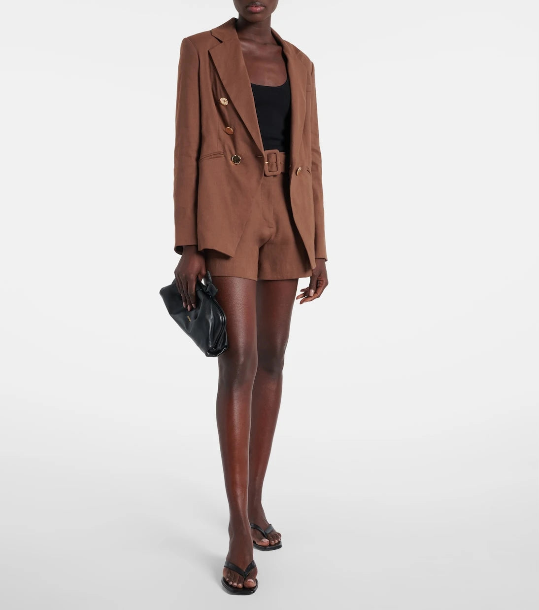 Veronica Beard - Piper belted linen-blend shorts