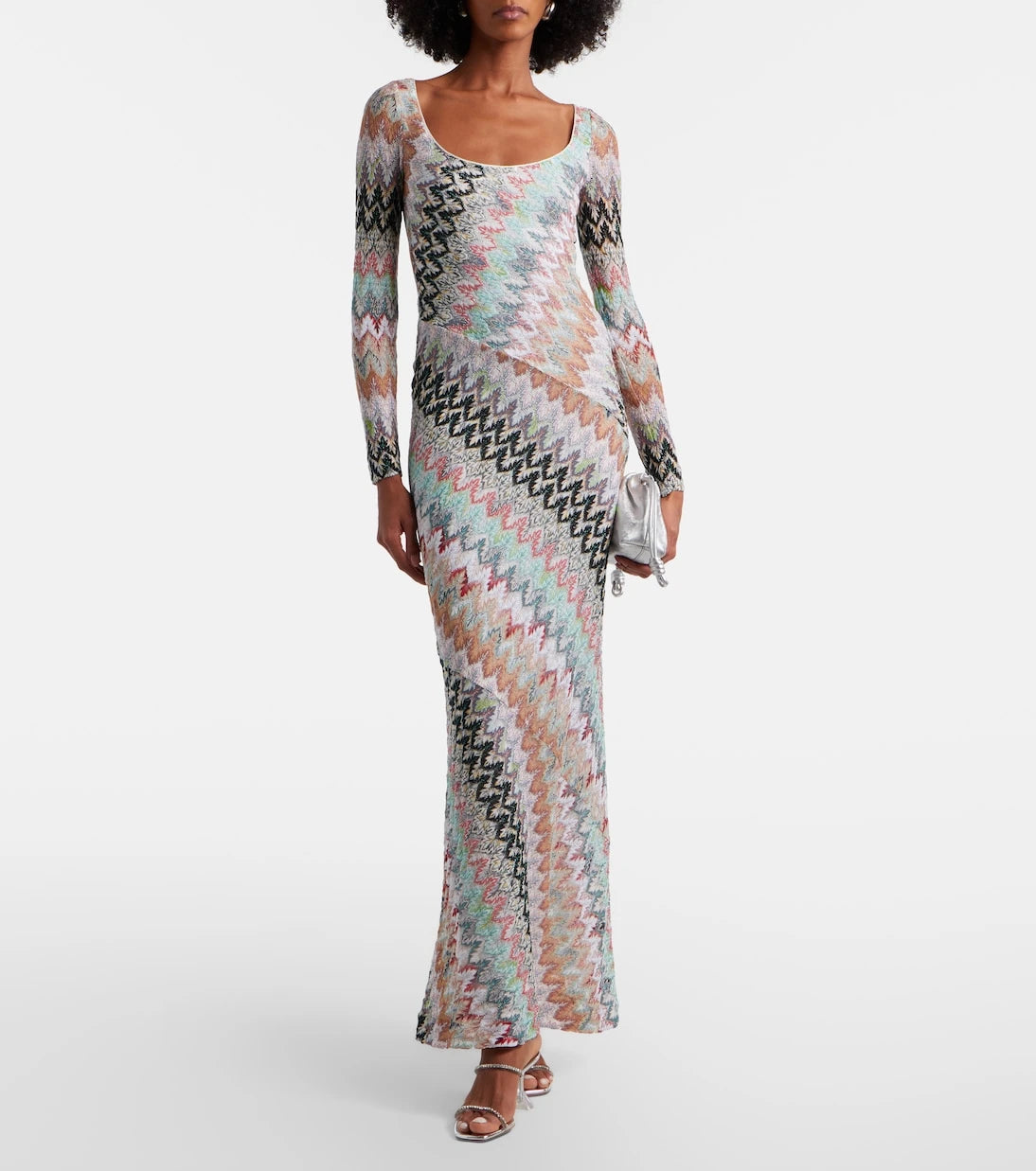 Missoni - فستان ماكسي لاميه بتصميم متعرج