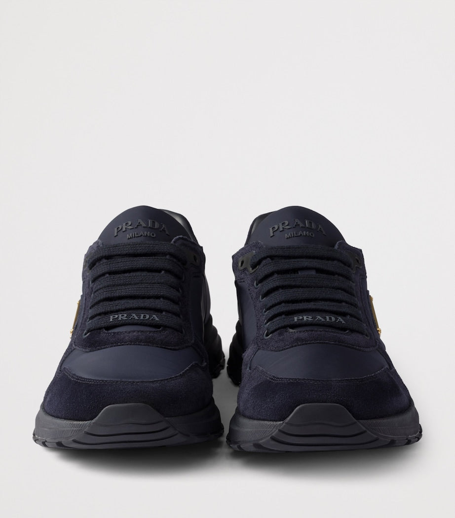 Re-Nylon and Suede Prax 2.0 Sneakers