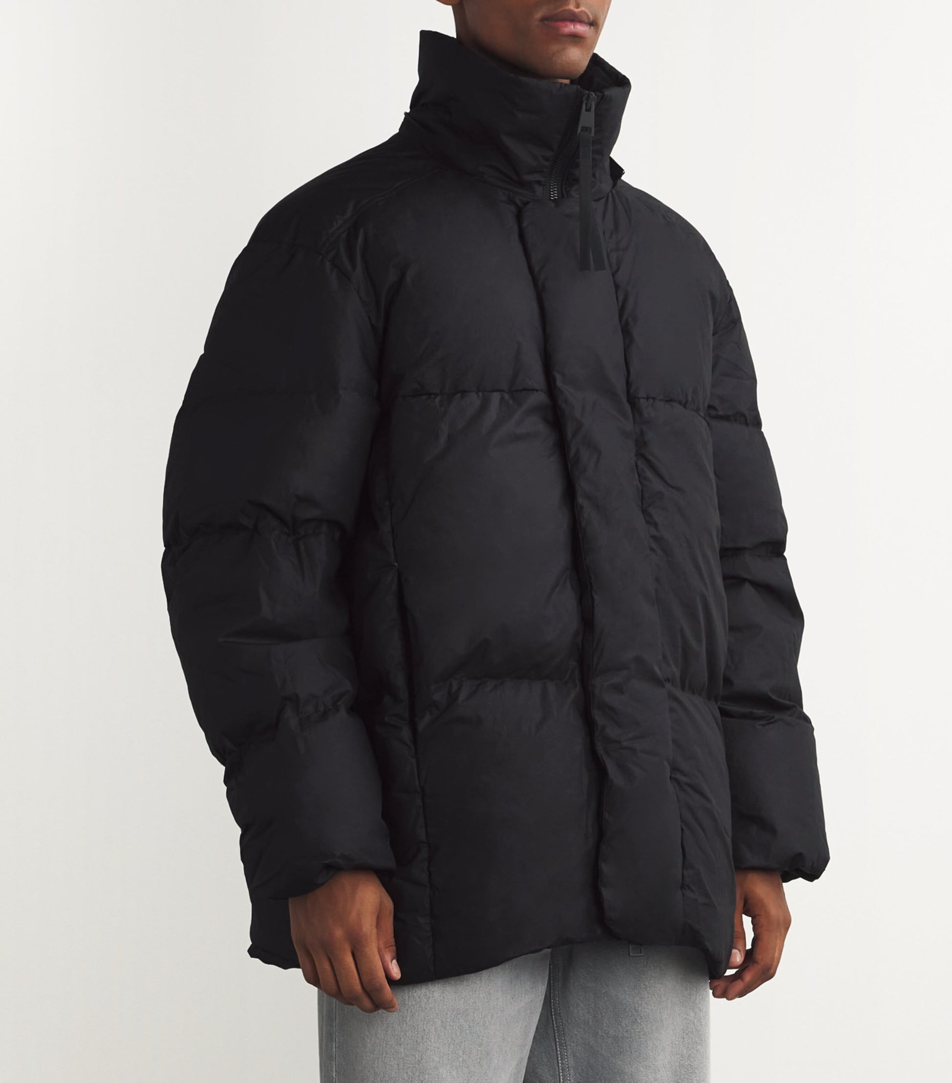 Black Mid-Leg Wilu Duvet Puffer Jacket