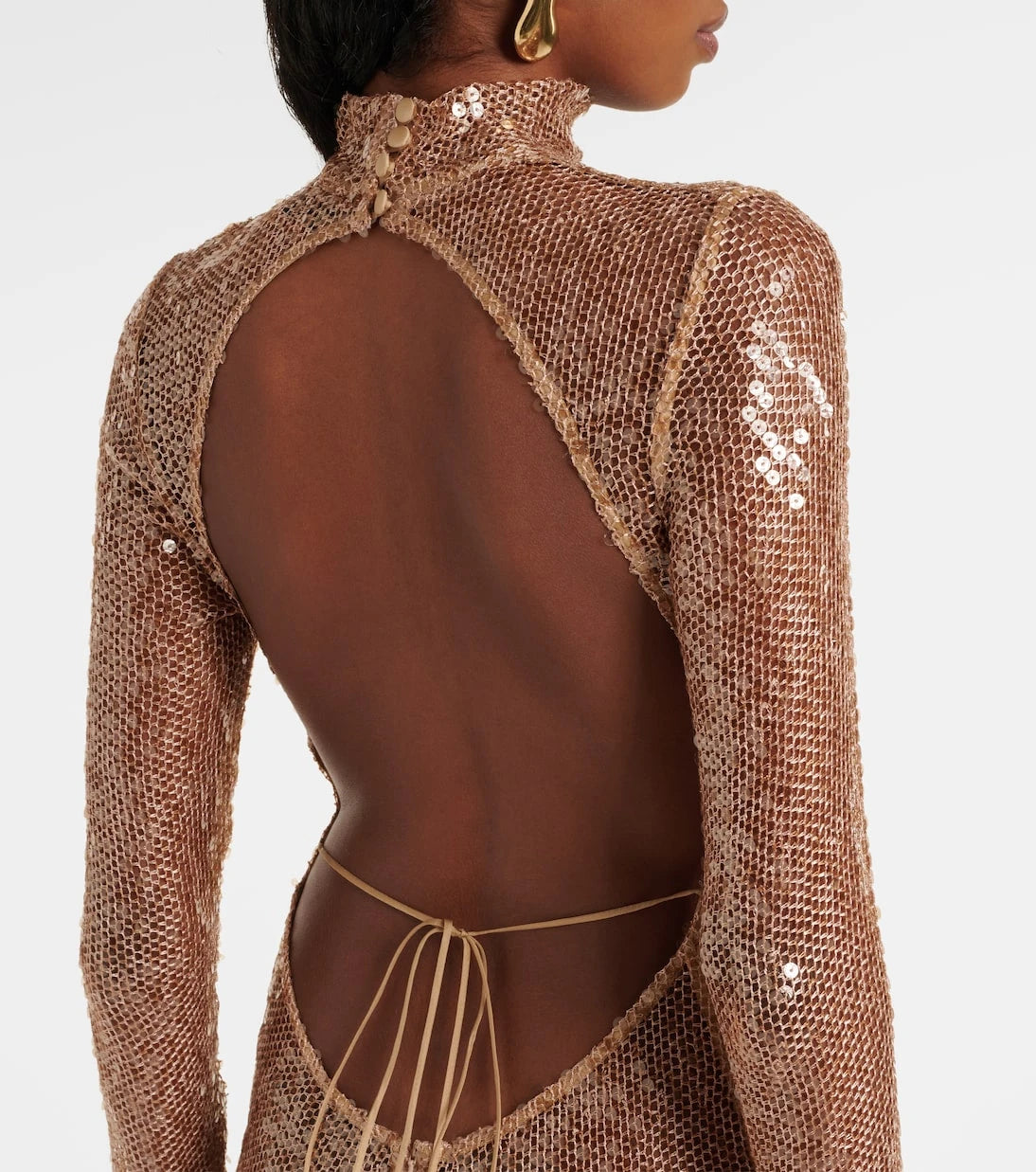 Magda Butrym - Sequined turtleneck sheer maxi dress