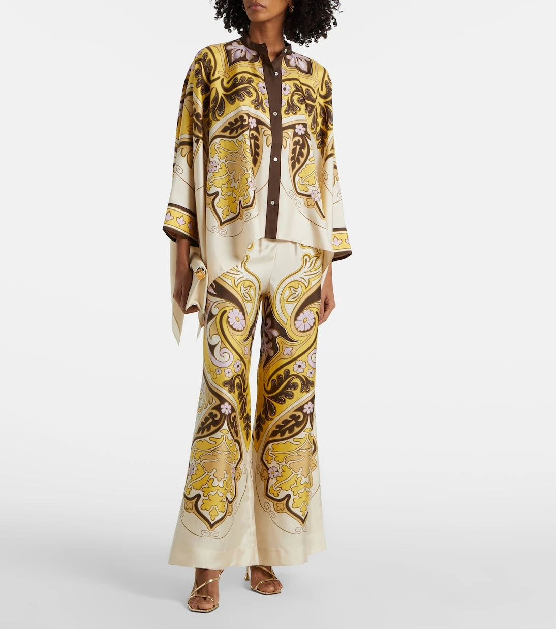 La DoubleJ - Spells Placée printed silk twill palazzo pants