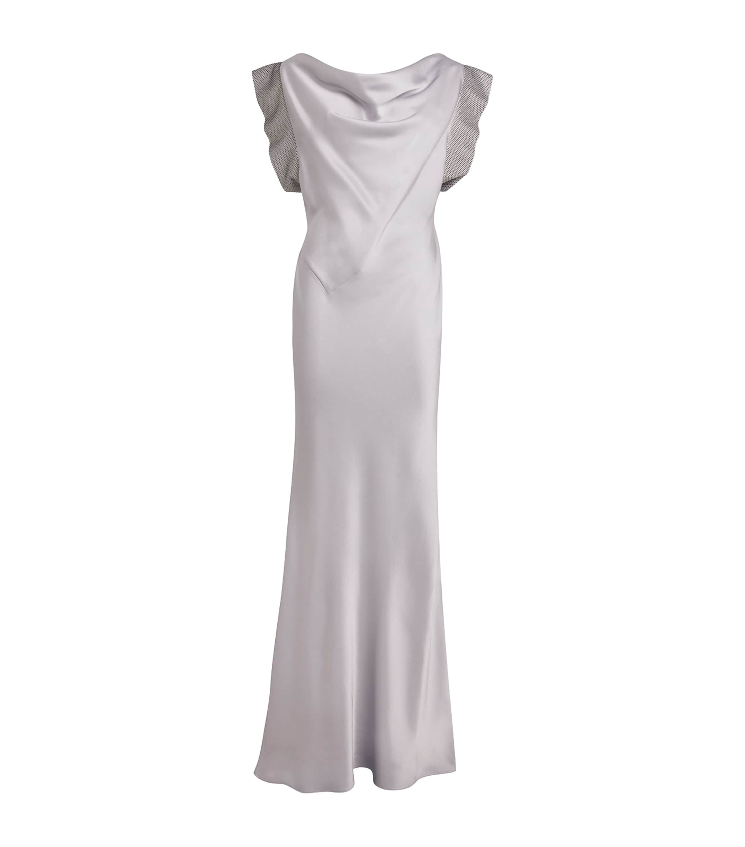 Stella McCartney Blue Satin Crystal-Embellished Gown