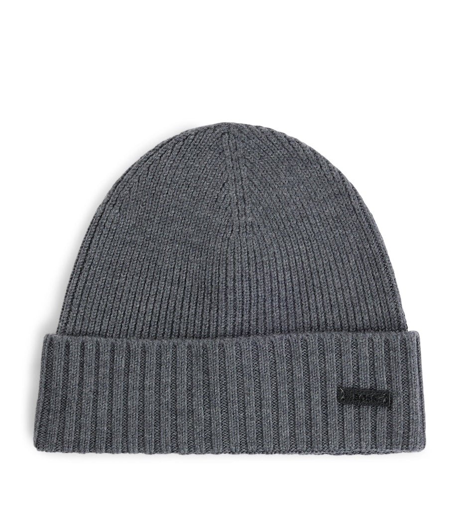 Virgin Wool Logo-Badge Beanie