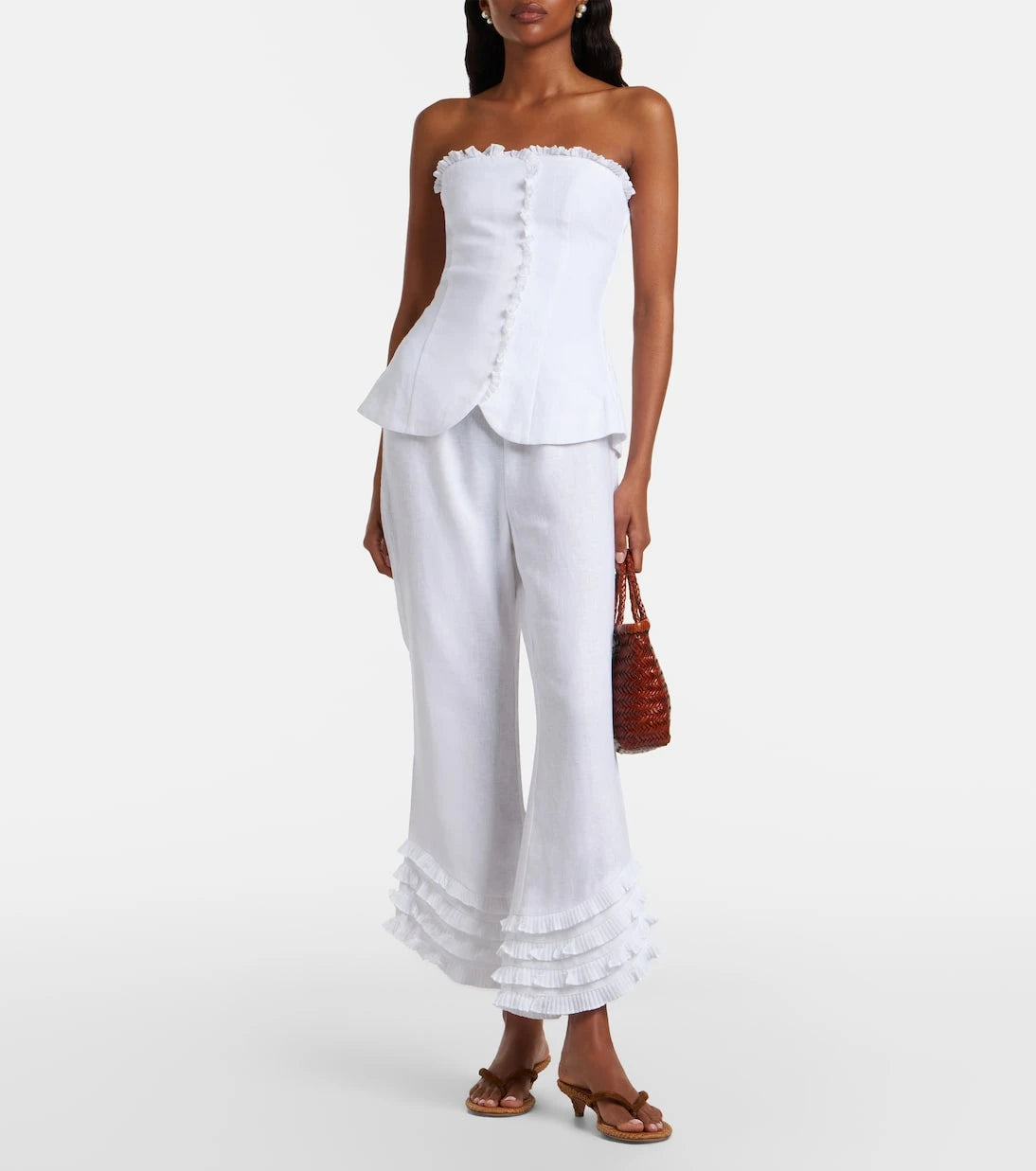 Posse - Florence ruffled linen wide-leg pants