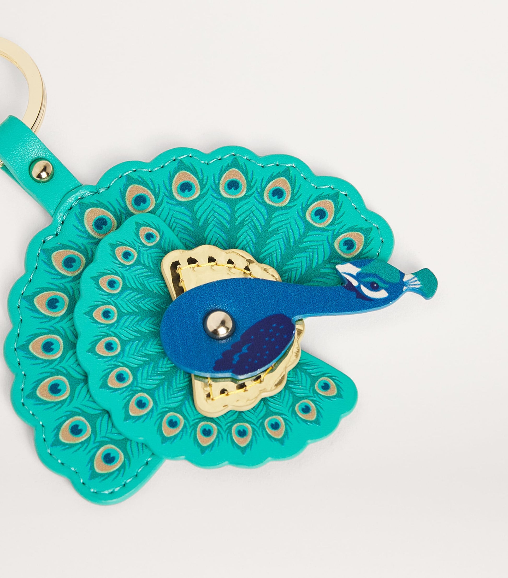 Multi Leather Peacock Keyring