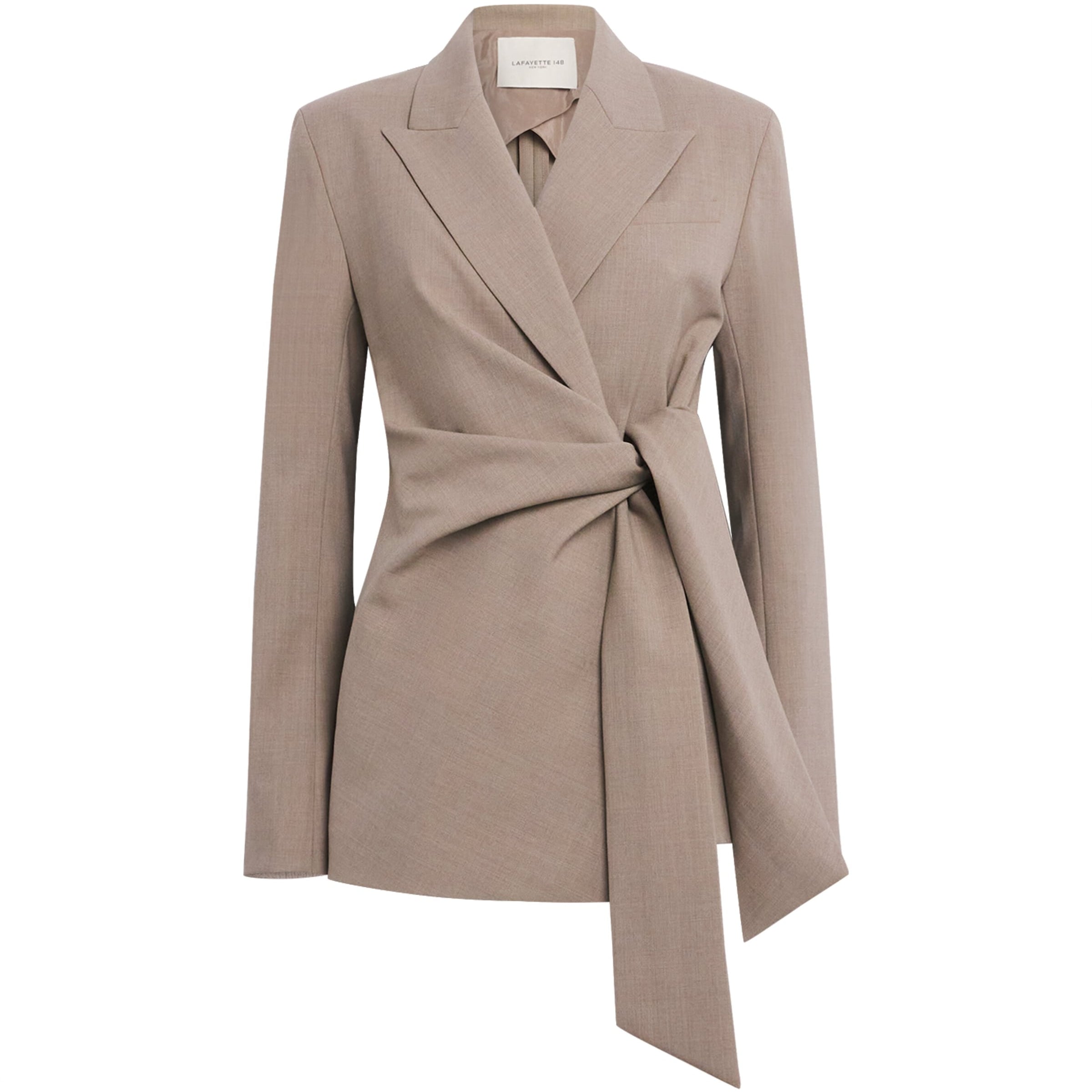Wool-Blend Side-Tie Blazer