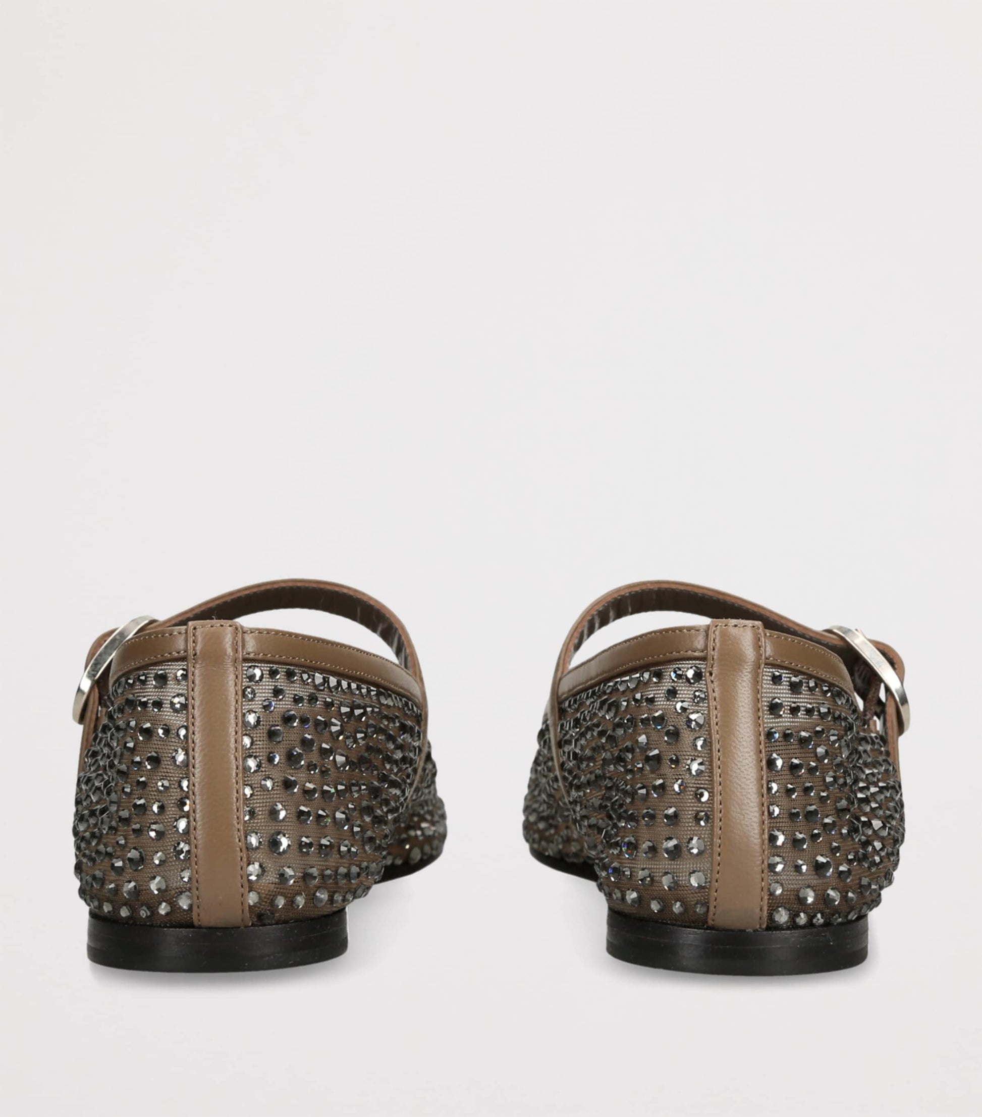 Le Monde Beryl Brown Crystal-Embellished Mary Jane Flats