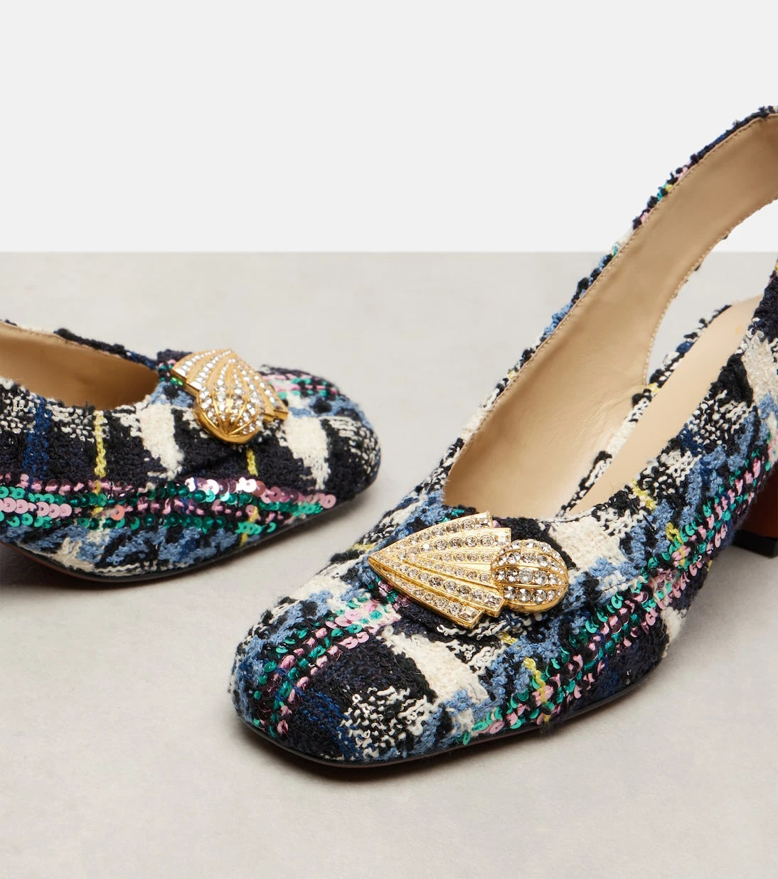 Valentino Garavani - Adamantine 60 tweed slingback pumps