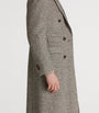 Grey Cashmere Donegal Tweed Double-Breasted Overcoat