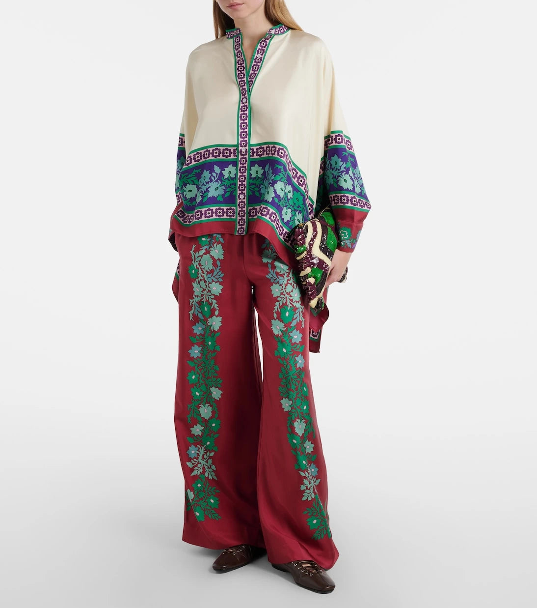 La DoubleJ - Floral silk twill palazzo pants