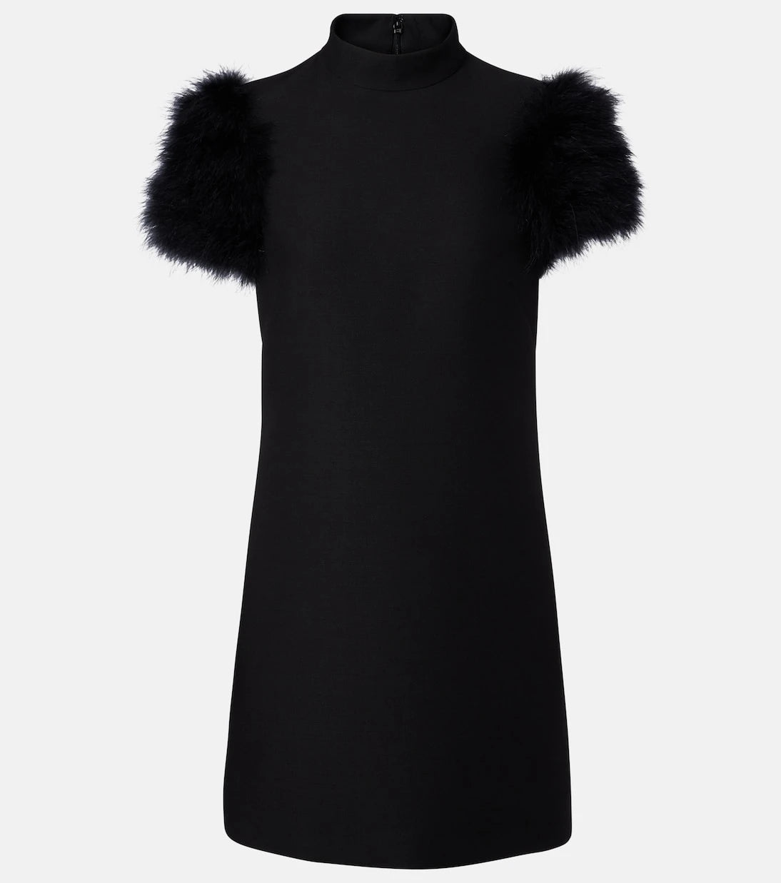 Valentino - Crepe Couture feather-trimmed minidress