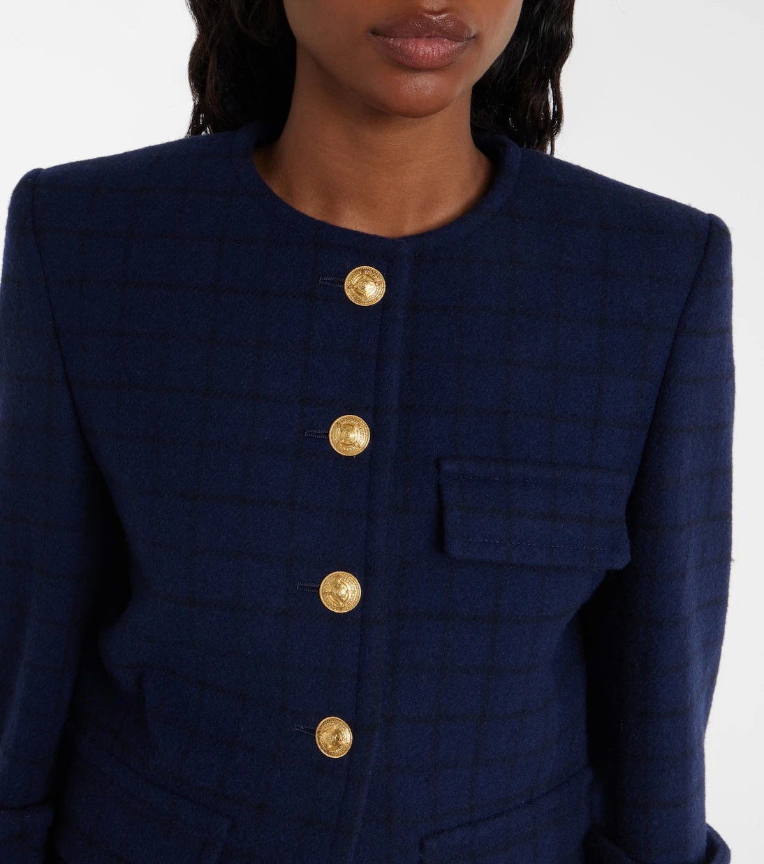 Chloé - Checked cropped wool-blend jacket