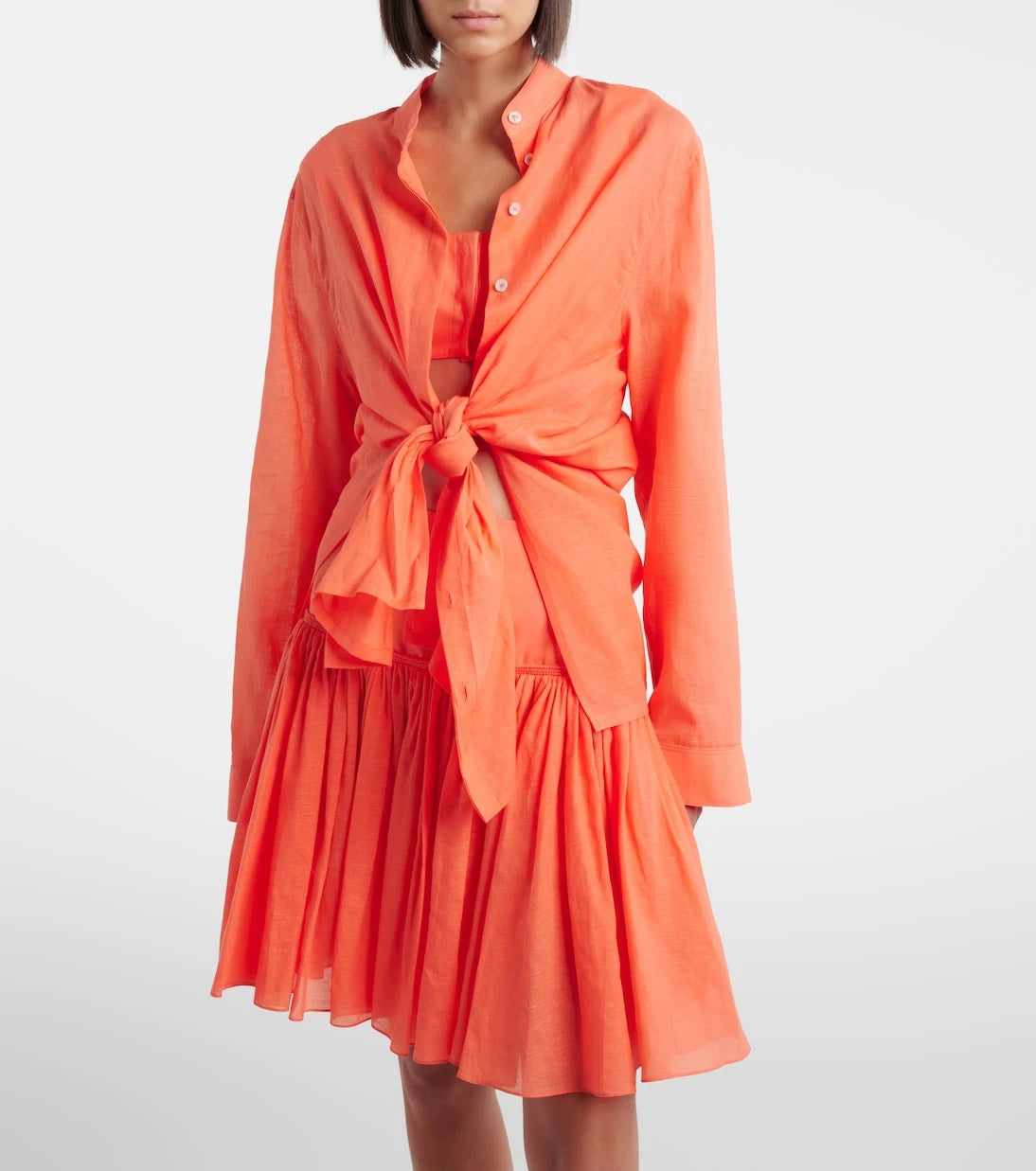 Alaïa - Layered cotton and linen shirt