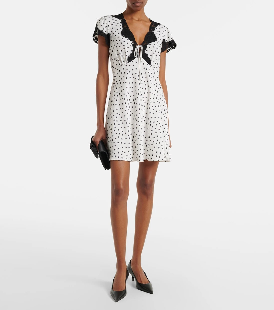 Rixo - Polka-dot lace-trimmed minidress