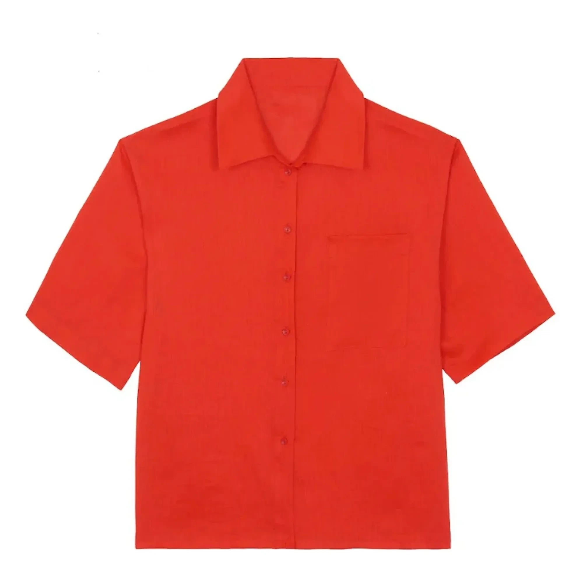 Vanessa Sposi - Linen Short Sleeve Shirt | Red