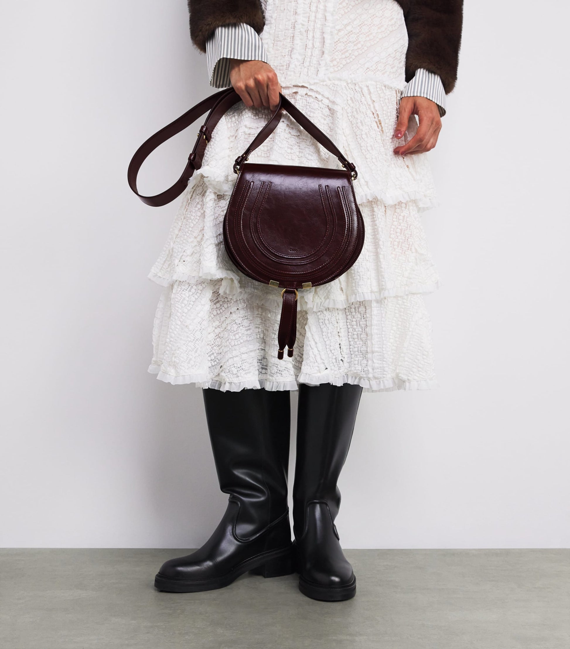 Chloé Red Small Leather Marcie Saddle Bag