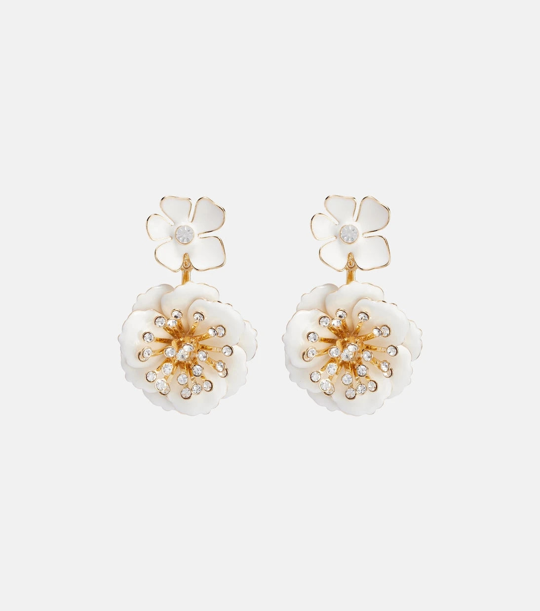 Carolina Herrera - Crystal-embellished floral drop earrings