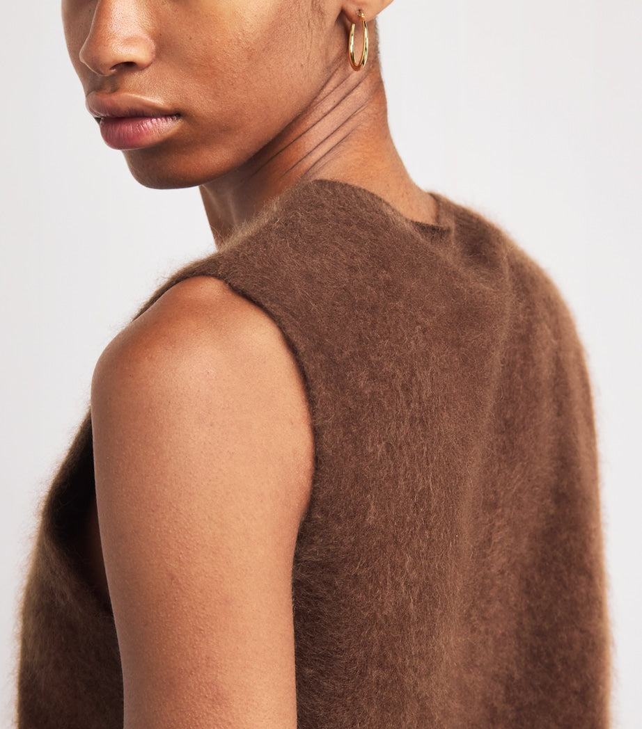 ME+EM Brown Cashmere Brushed Sweater Vest