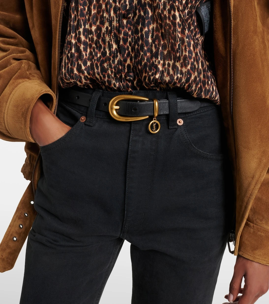 Saint Laurent - Cassandre leather belt