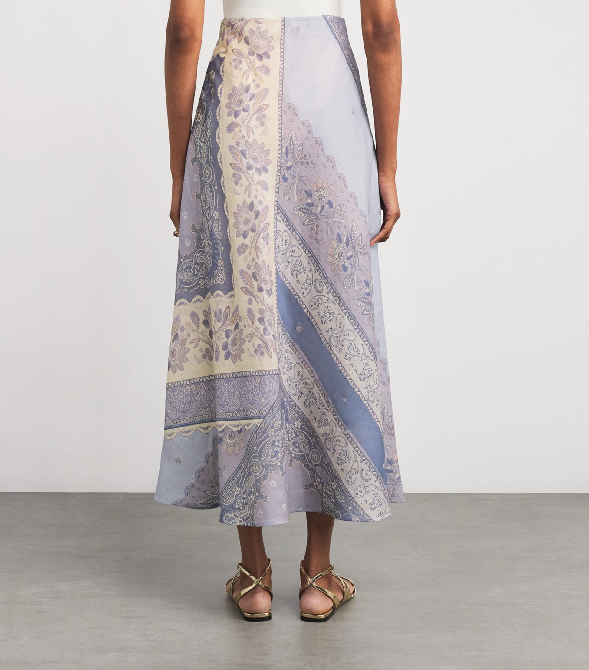 Blue Printed Lucky Bias Maxi Skirt