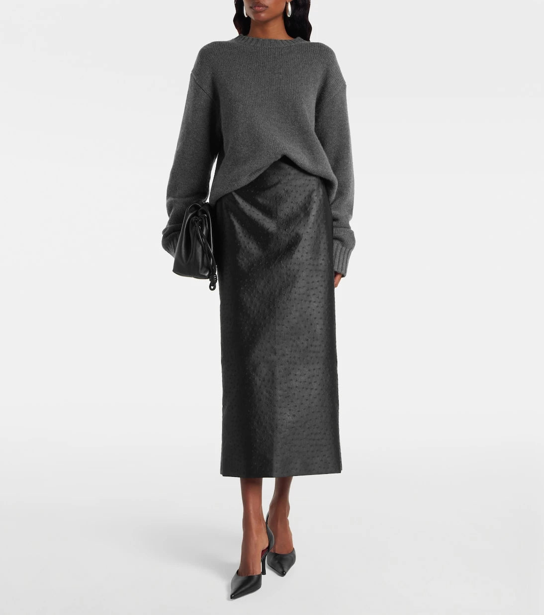 Róhe - Embossed high-rise midi skirt