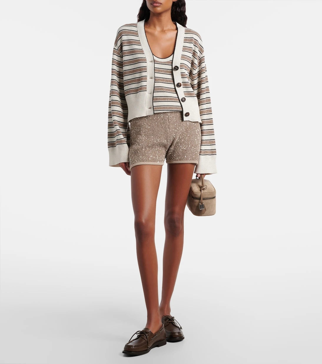 Brunello Cucinelli - Striped cotton-blend cardigan