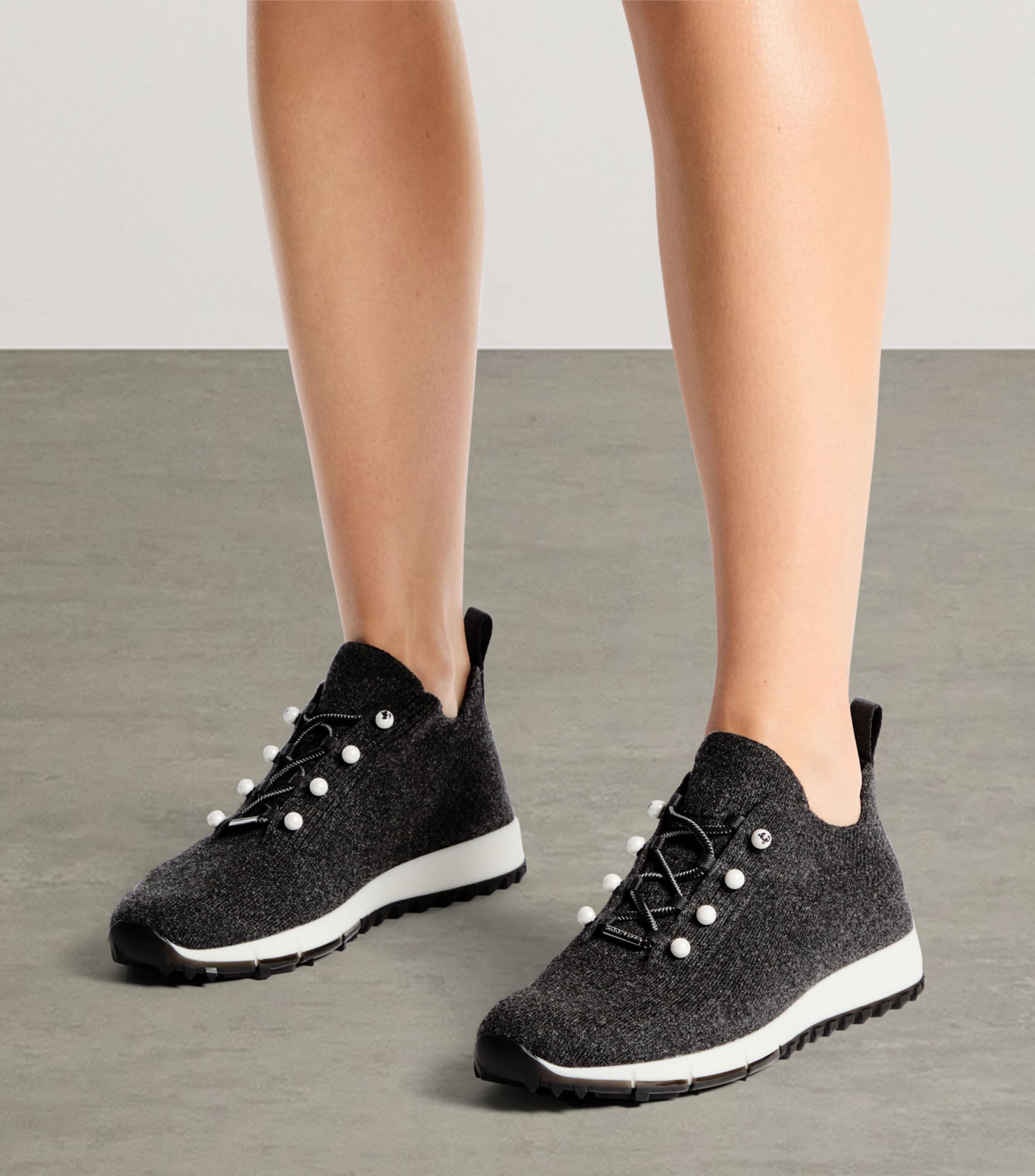 Jimmy Choo Black Veles Knitted Glitter Sneakers
