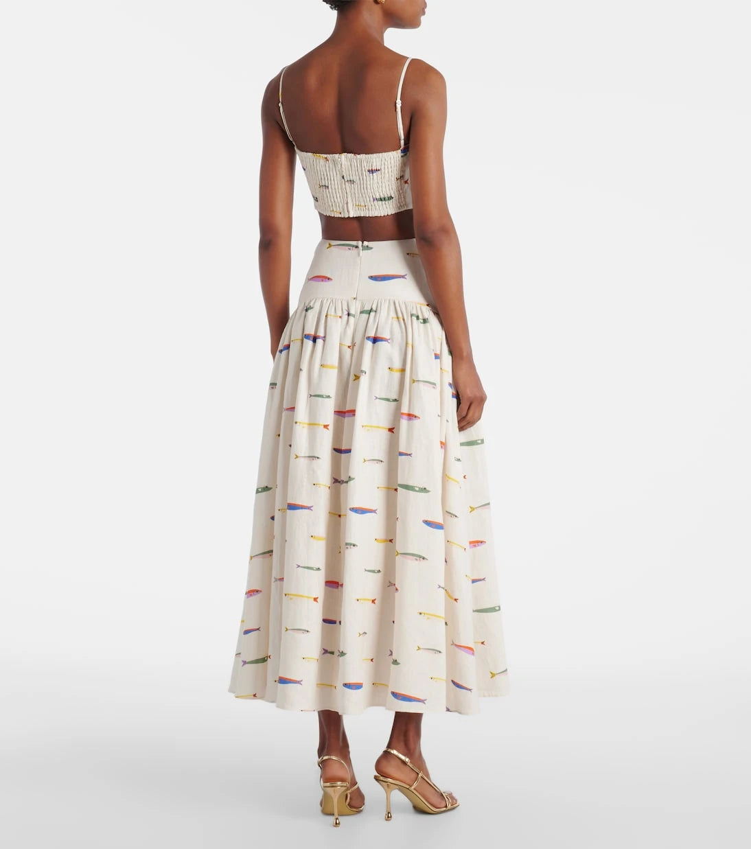 Staud - Federico printed linen crop top