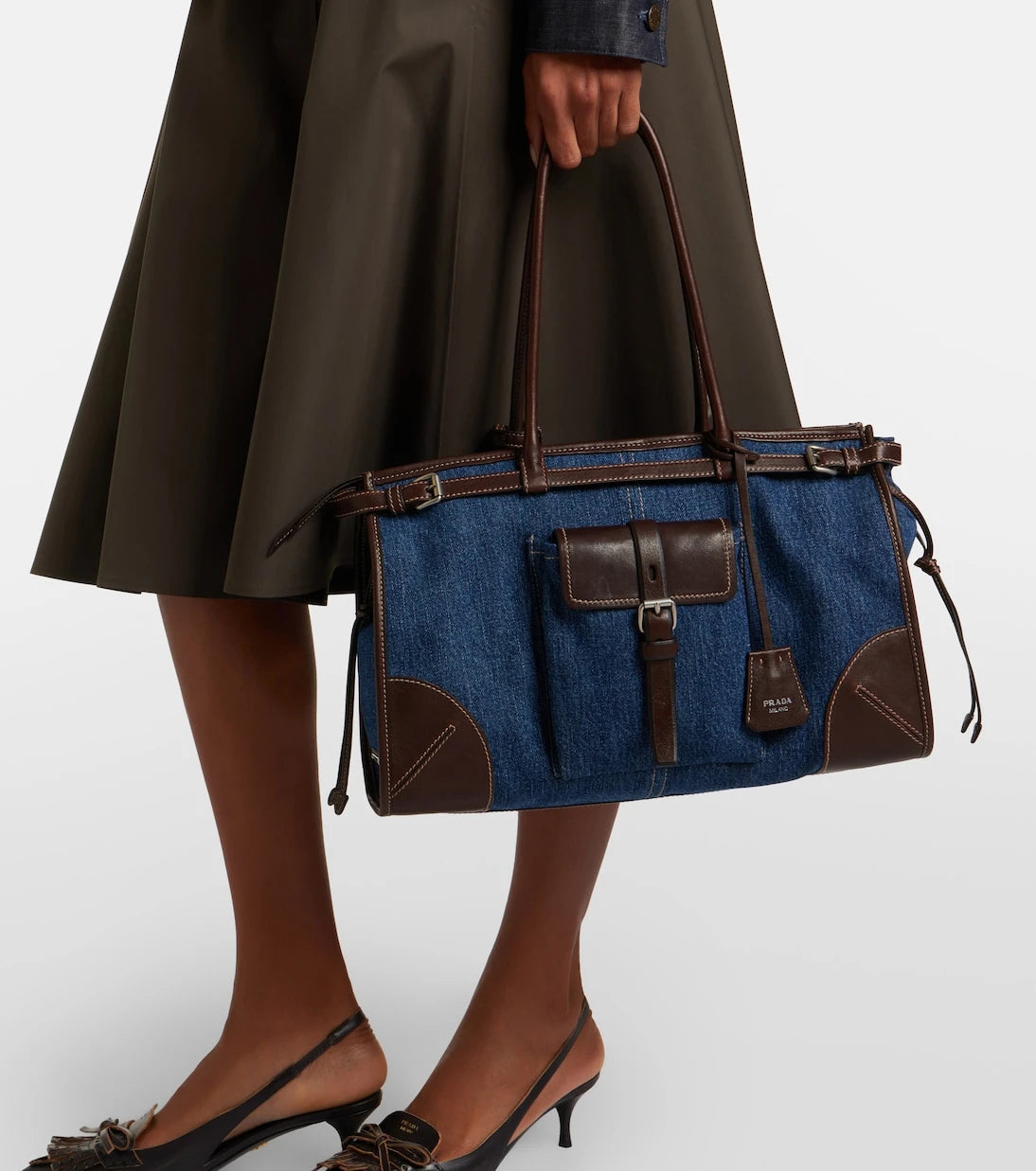 Prada - Prada Bonnie Large denim shoulder bag