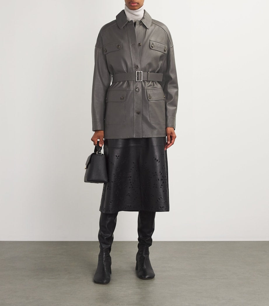 Yves Salomon Black Nappa Lambskin Safari Jacket