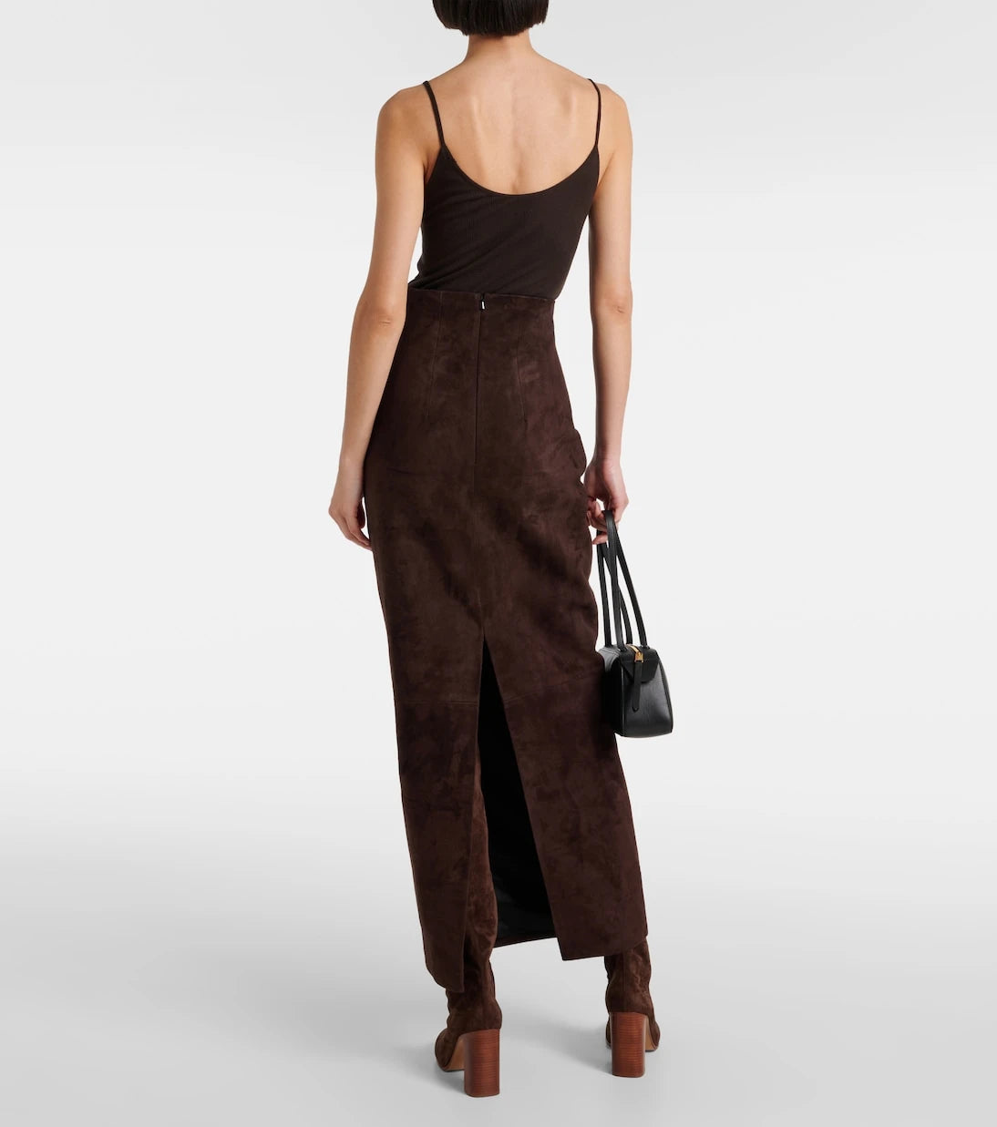 Khaite - Loxley suede pencil skirt