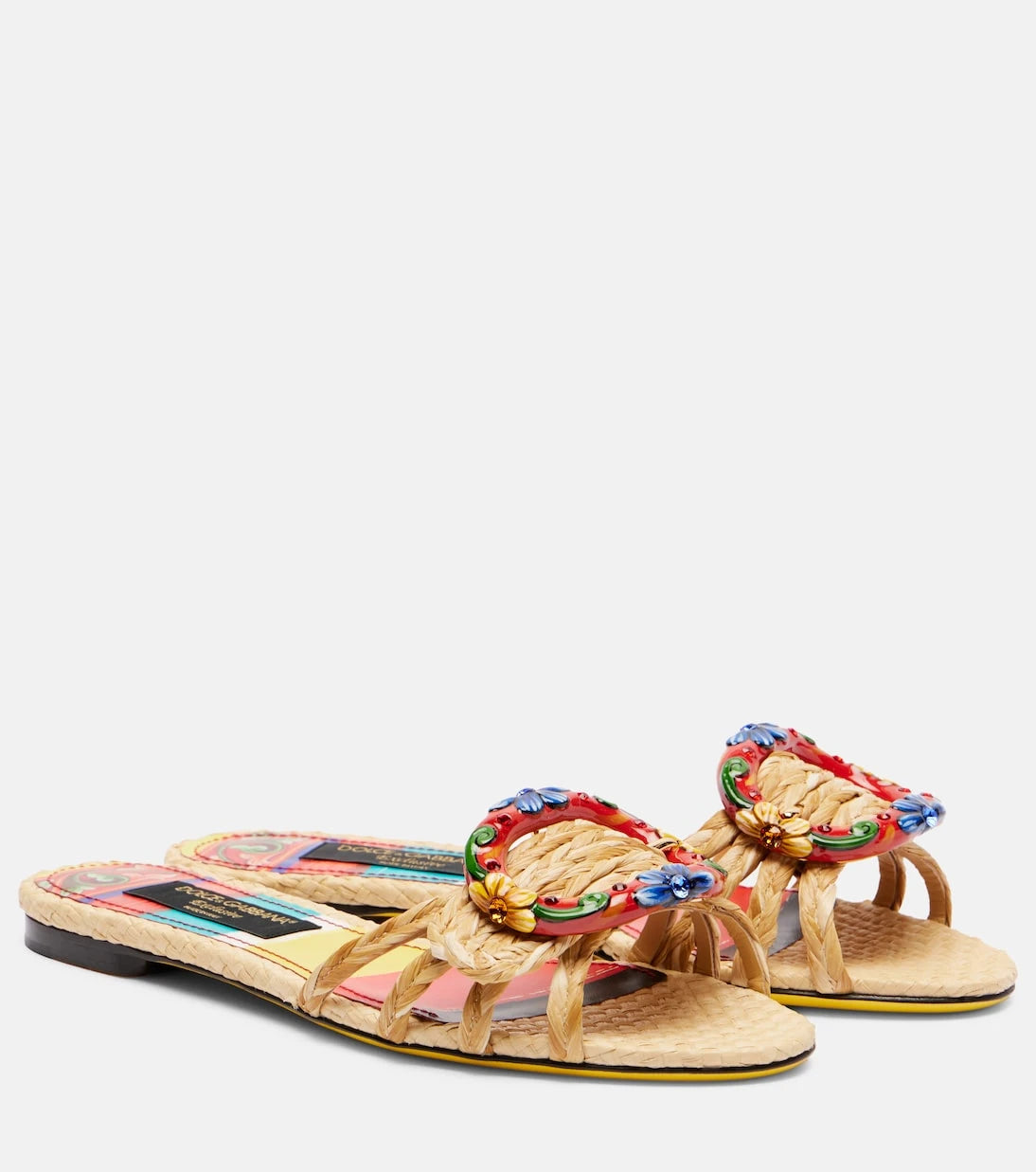 Dolce&Gabbana - صنادل تاورمينا الرافيا المزدانة بالزخارف